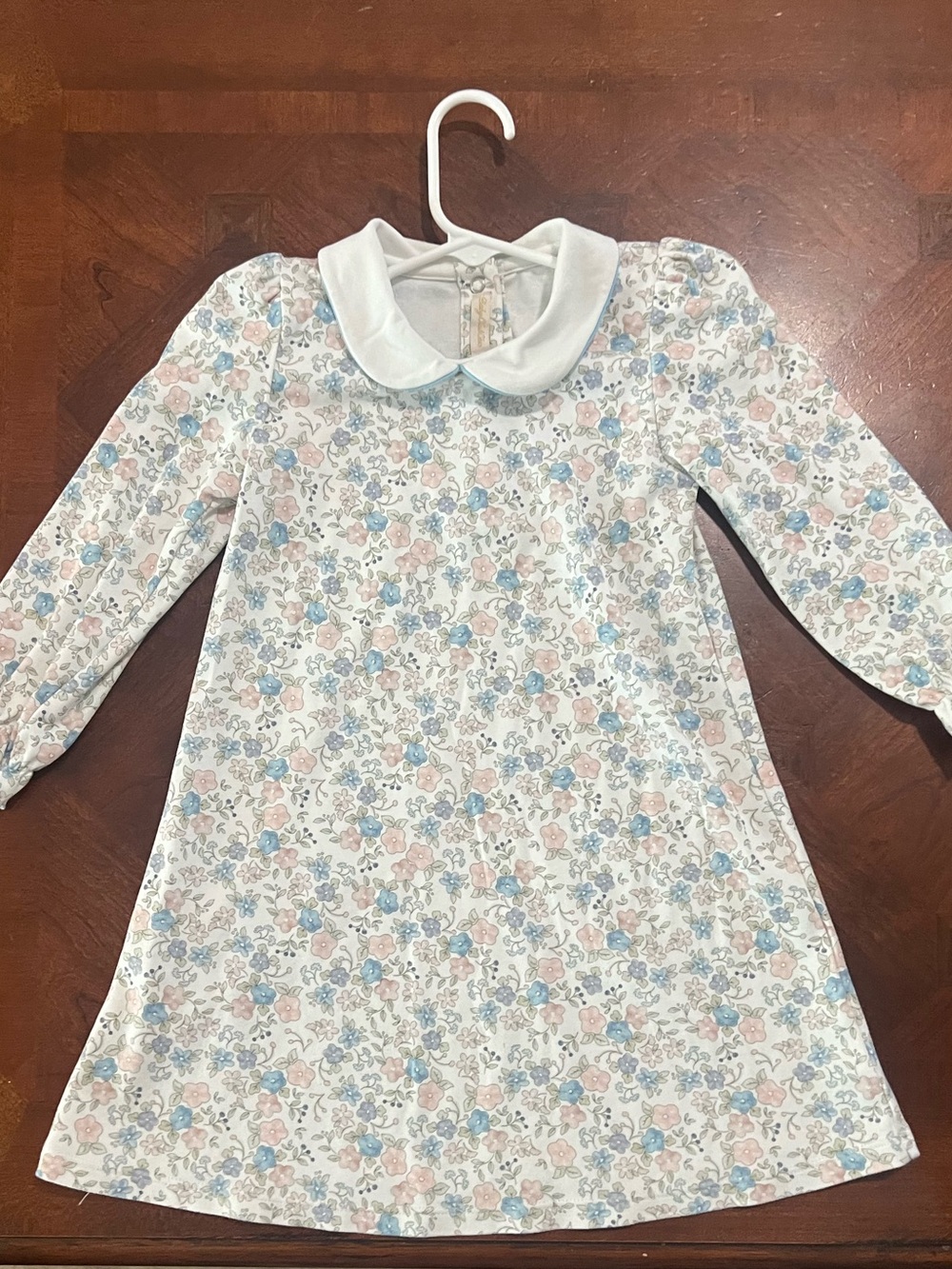 Toddler Girls Boutique White Floral Peter Pan Collar Dress size 4
